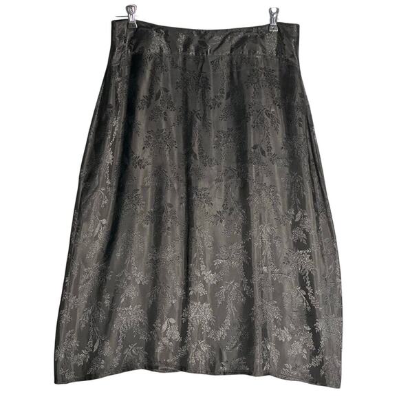 April Cornell X Vintage Sz L‎ Black Soiree Midi Skirt Floral Rayon Jacquard 90s - Picture 1 of 9